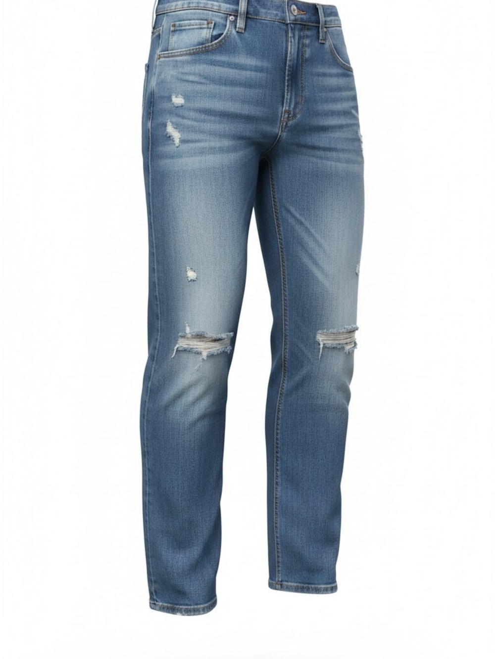Old Navy Men's Light Blue Slim Straight Distressed Jeans